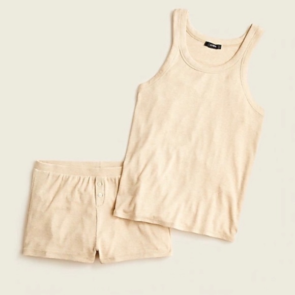 J. Crew Intimates & Sleepwear J Crew Cream Ribbed Eco Dreamiest Pajama Tank And Shorts